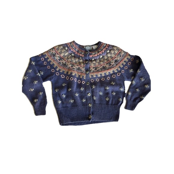 Sigrid Olsen VTG Cardigan Small Grandma Core Mohair Silk Cozy Blue Hand Knit - Picture 1 of 6